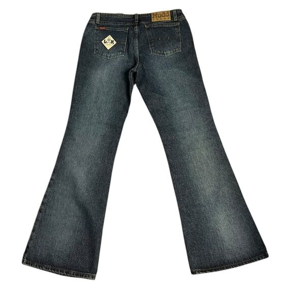 Deadstock Mudd y2k Low Rise Flare Bell Bottom Dark Denim Jeans Size 11 - Picture 3 of 8